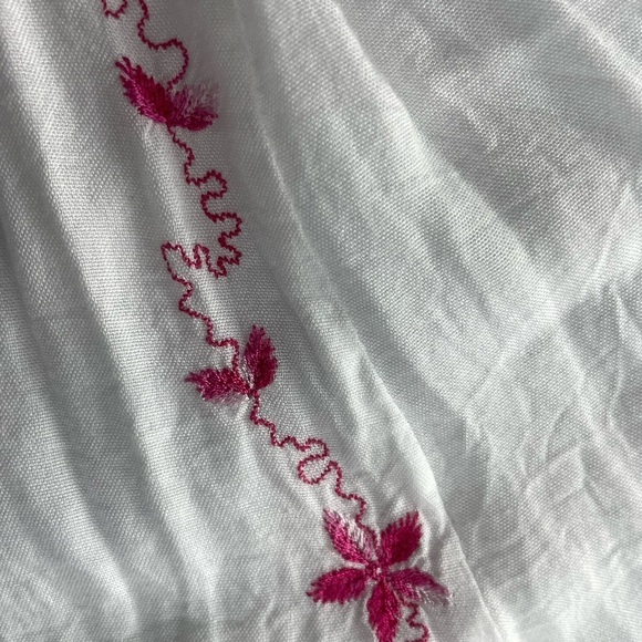 Japna White Mini Dress with Pink Embroidery Size Medium - Picture 11 of 12